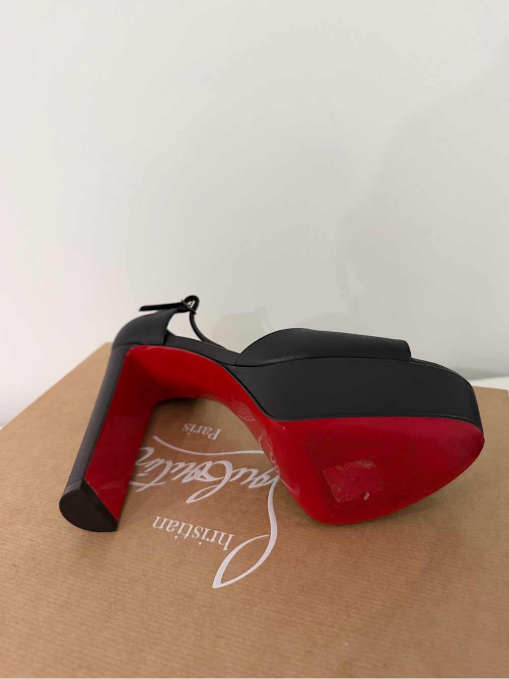Christian Louboutin Black Leather Platform Ankle-Strap Sandals - Picture 6 of 6